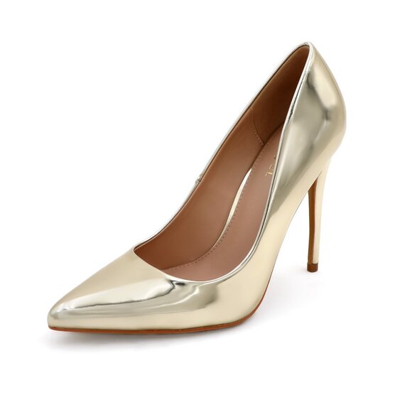 LURNYET GOLD METALLIC Women Pointed-Toe Pumps with Stiletto 4 inch Heels - Picture 4 of 4